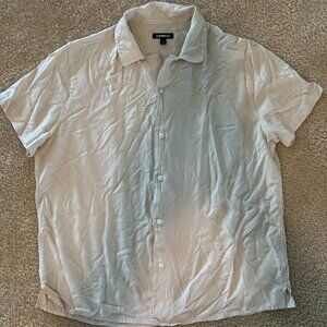 Express Tan Linen Button Down